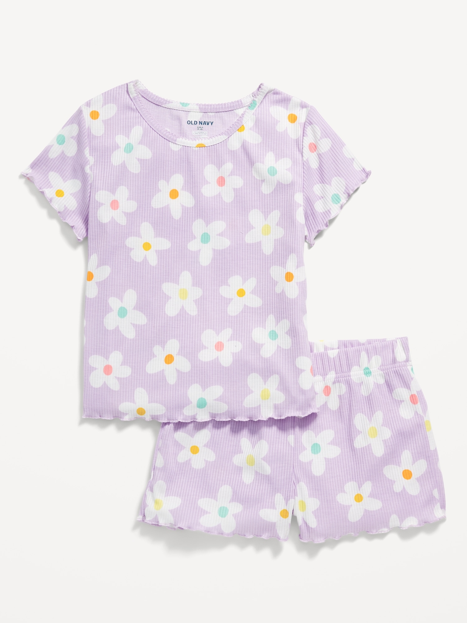Printed Pajama Top and Shorts Set for Girls