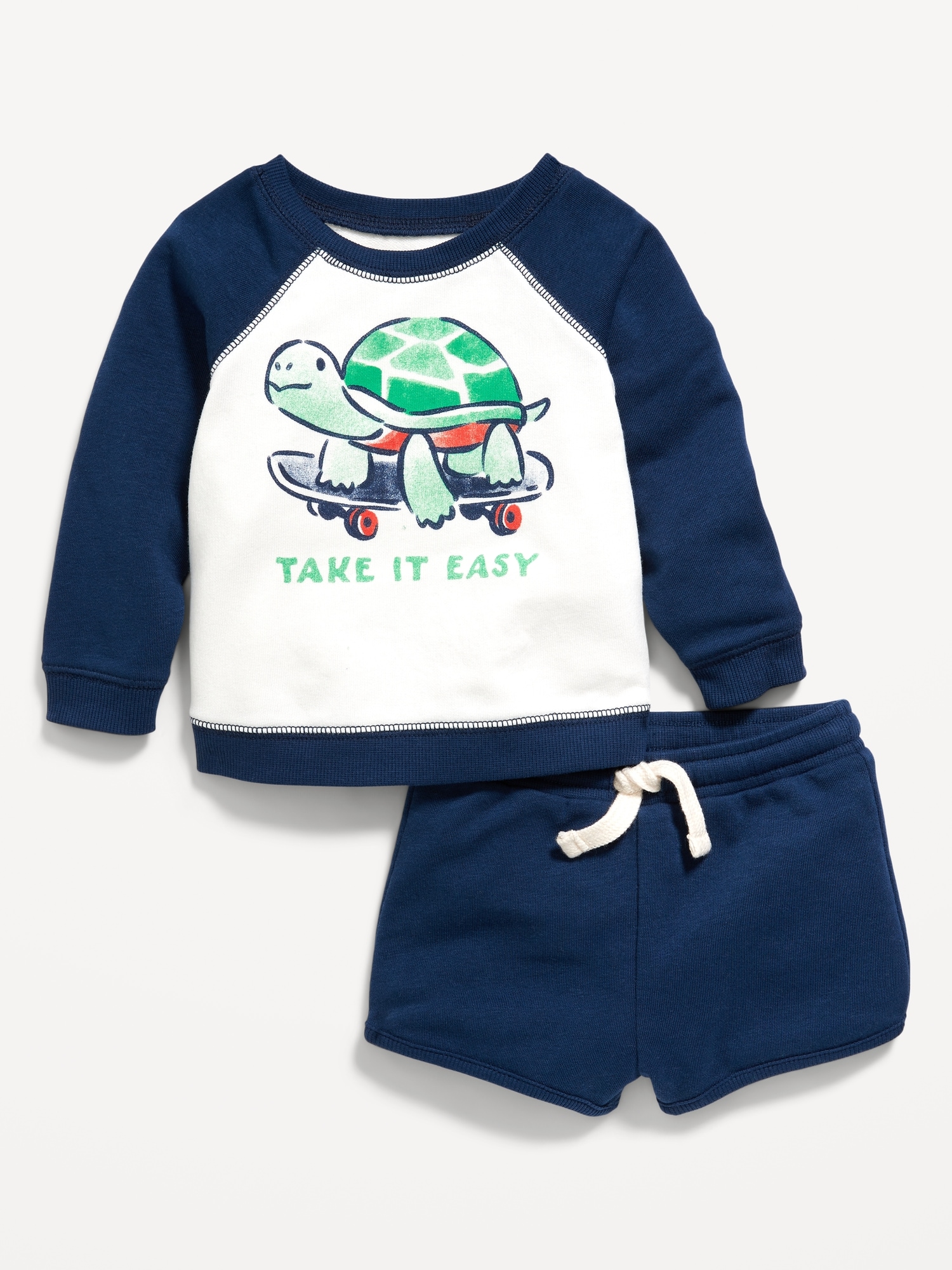 Crew-Neck Graphic Sweatshirt and Shorts Set for Baby Hot Deal