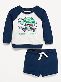 View large product image 3 of 3. Crew-Neck Graphic Sweatshirt and Shorts Set for Baby