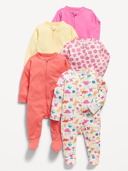 View large product image 1 of 2. 2-Way-Zip Sleep & Play Footed One-Piece 5-Pack for Baby