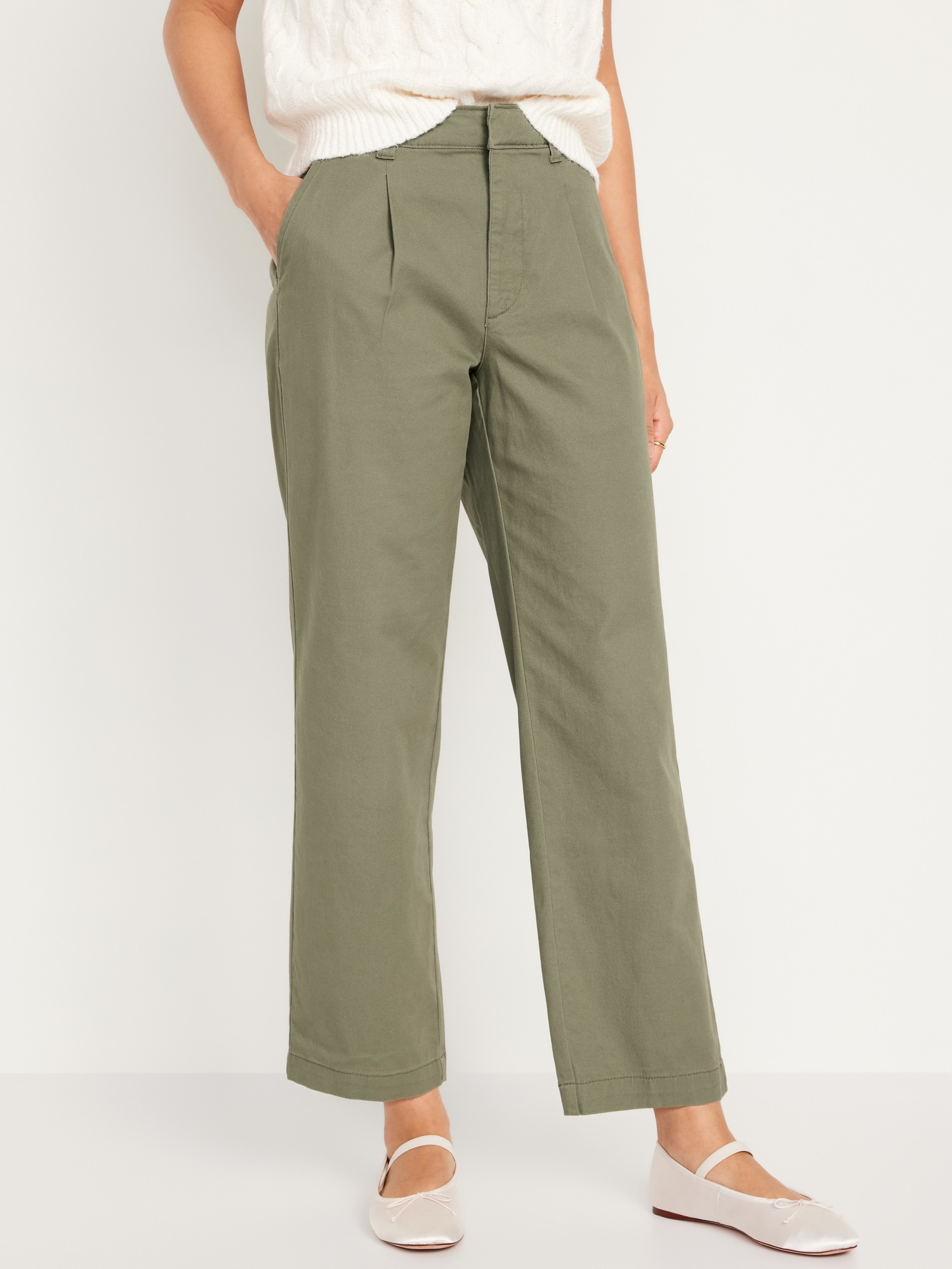 High-Waisted Pleated Chino Ankle Pants | Old Navy