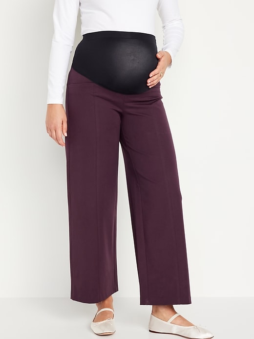 Image number 1 showing, Maternity Full-Panel Pixie Wide-Leg Pants