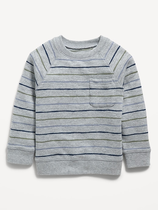 View large product image 1 of 2. Cozy-Knit Pocket Striped Sweater for Toddler Boys