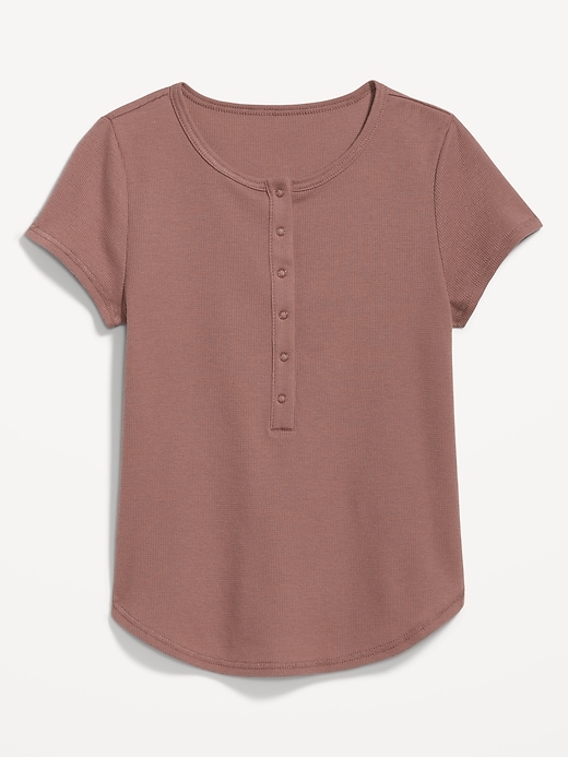 Image number 4 showing, Short-Sleeve Waffle-Knit Henley Top