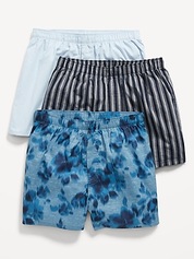 Patterned Poplin Boxer Shorts 3-Pack for Men -- 3.75-inch inseam