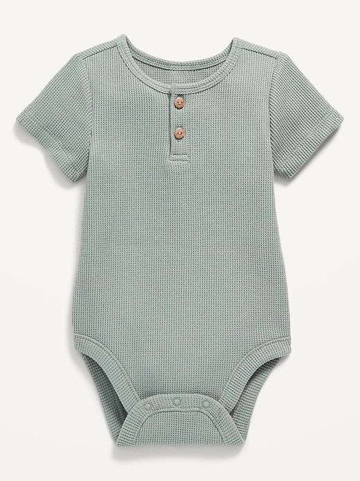 View large product image 1 of 2. Unisex Thermal-Knit Henley Bodysuit for Baby