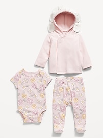 View large product image 3 of 3. Unisex 3-Piece Floral-Print Layette Set for Baby