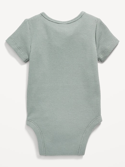 View large product image 2 of 2. Unisex Thermal-Knit Henley Bodysuit for Baby