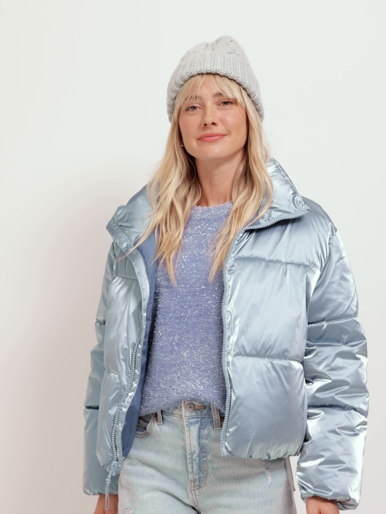 Metallic puffer sale jacket old navy