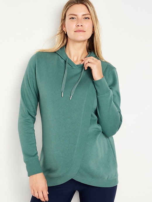 Image number 1 showing, Maternity Cross-Front Nursing Pullover Hoodie