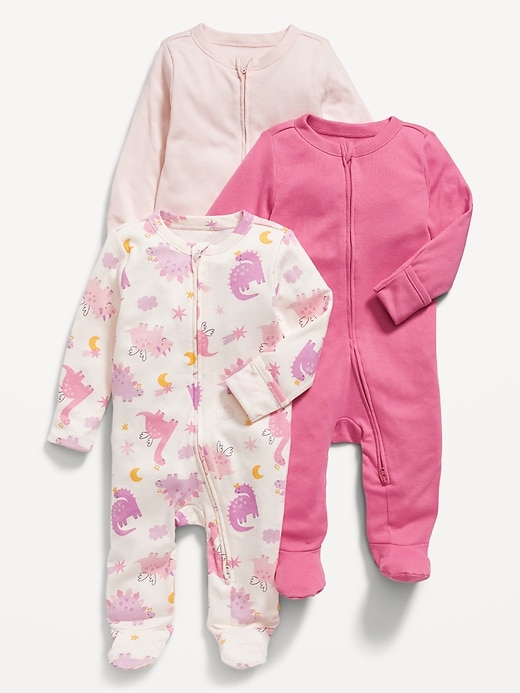 View large product image 1 of 3. 2-Way-Zip Sleep & Play Footed One-Piece 3-Pack for Baby