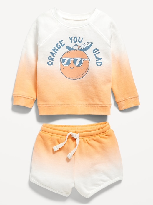 View large product image 2 of 2. French Terry Graphic Sweatshirt and Shorts Set for Baby