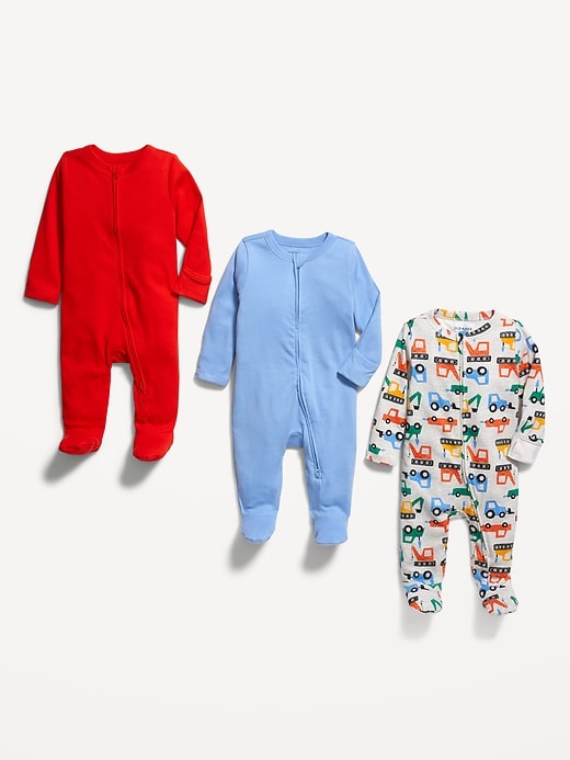 2-Way-Zip Sleep & Play Footed One-Piece 3-Pack for Baby