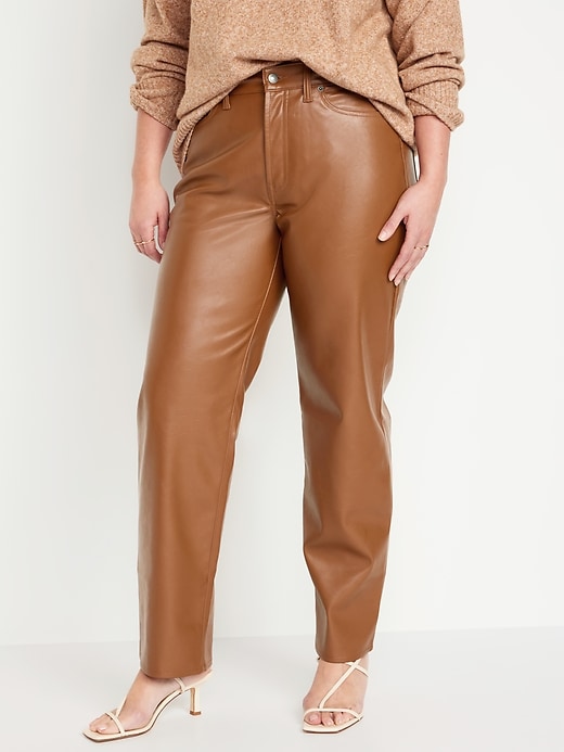 Image number 5 showing, High-Waisted OG Loose Faux-Leather Pants