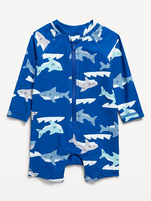 View large product image 1 of 2. Unisex Printed Long-Sleeve Swim Rashguard Bodysuit for Baby