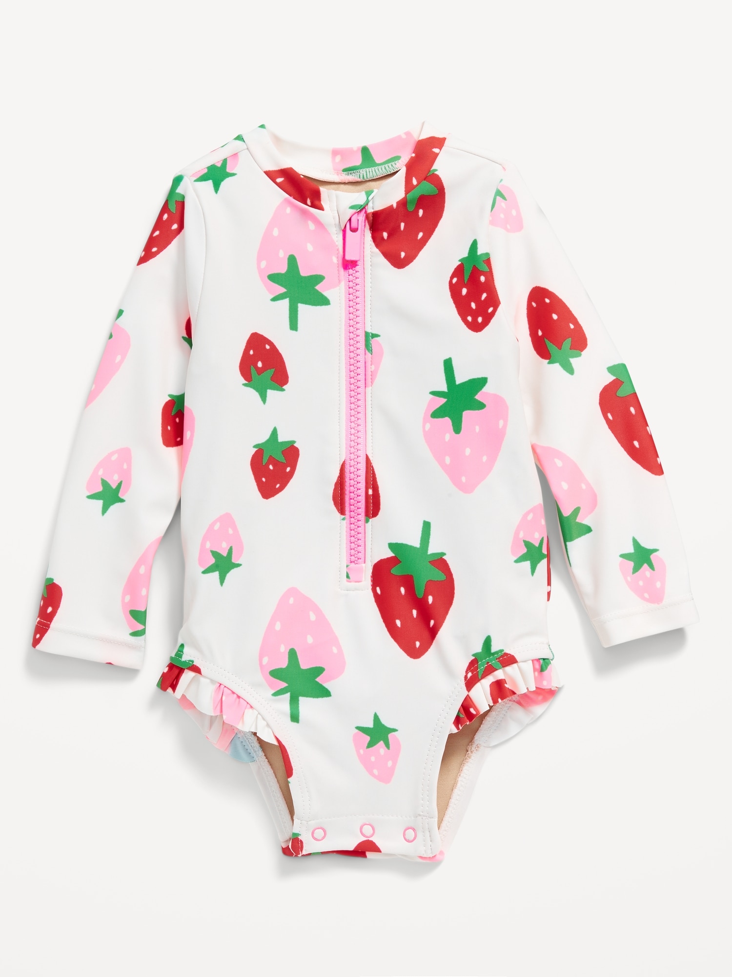 Printed Ruffle-Trim Rashguard One-Piece Swimsuit for Baby