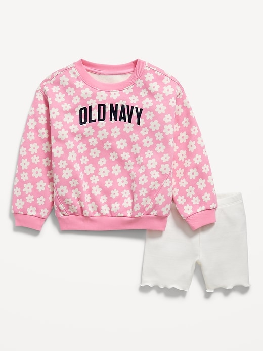 View large product image 1 of 3. Printed Logo-Graphic Sweatshirt and Biker Shorts Set for Toddler Girls