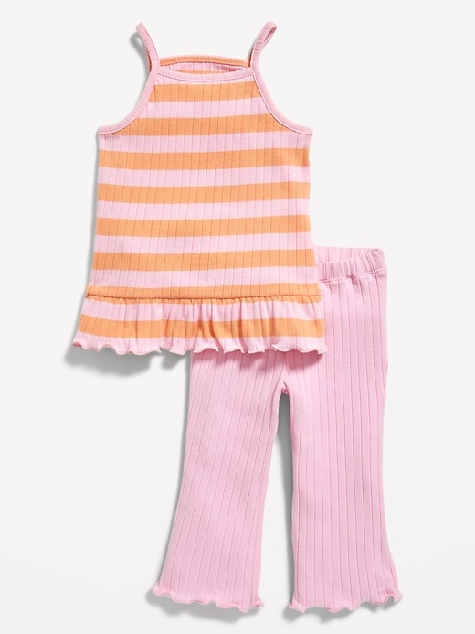 View large product image 1 of 2. Sleeveless Peplum Top and Cropped Flare Pants Set for Toddler Girls