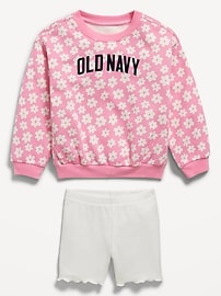 View large product image 3 of 3. Printed Logo-Graphic Sweatshirt and Biker Shorts Set for Toddler Girls