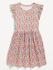 View large product image 3 of 3. Printed Flutter-Sleeve Fit and Flare Dress for Girls