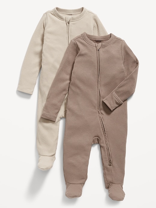 View large product image 1 of 2. Unisex 2-Way-Zip Sleep & Play Footed One-Piece 2-Pack for Baby