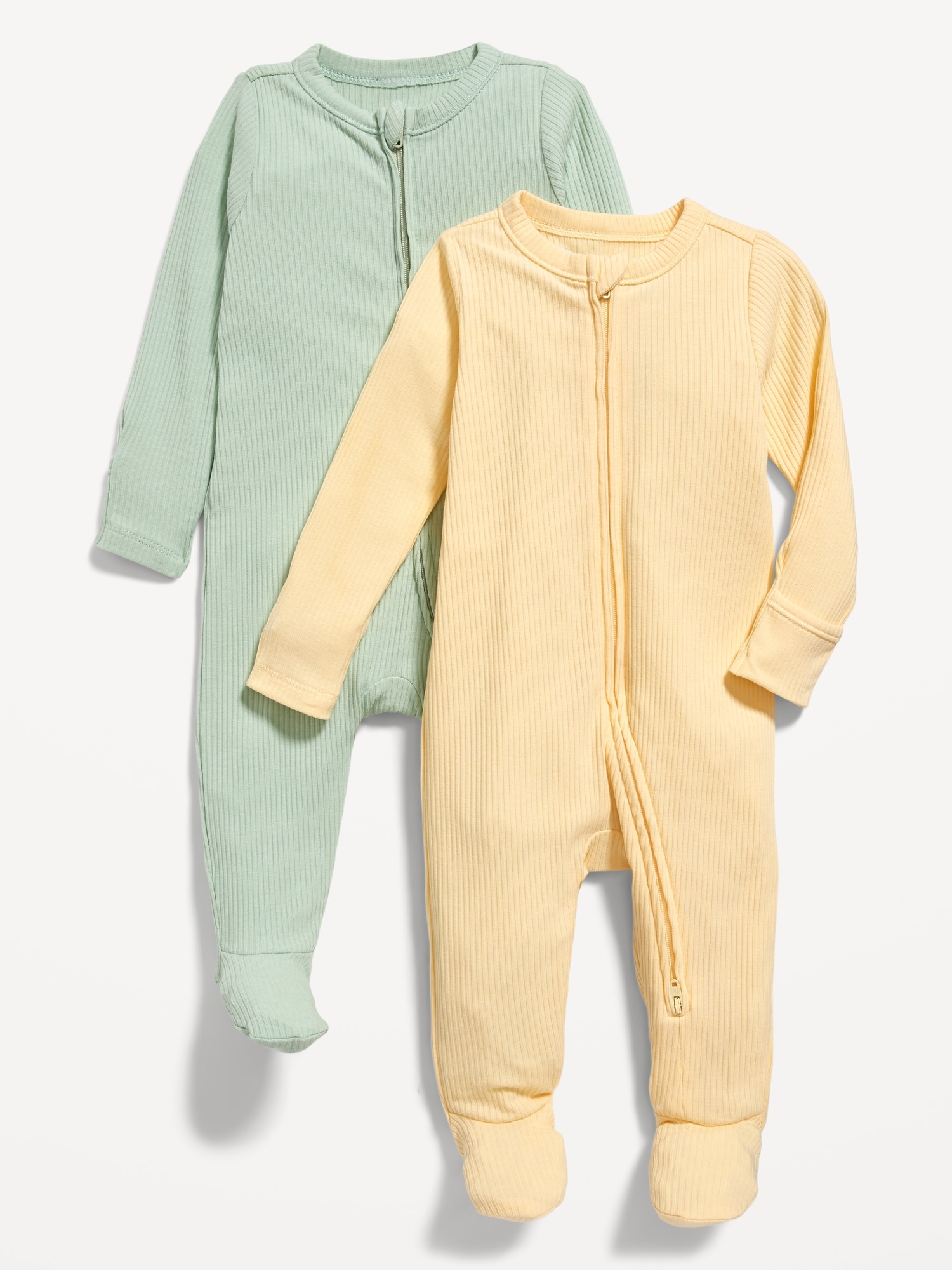 Unisex 2-Way-Zip Sleep & Play Footed One-Piece 2-Pack for Baby