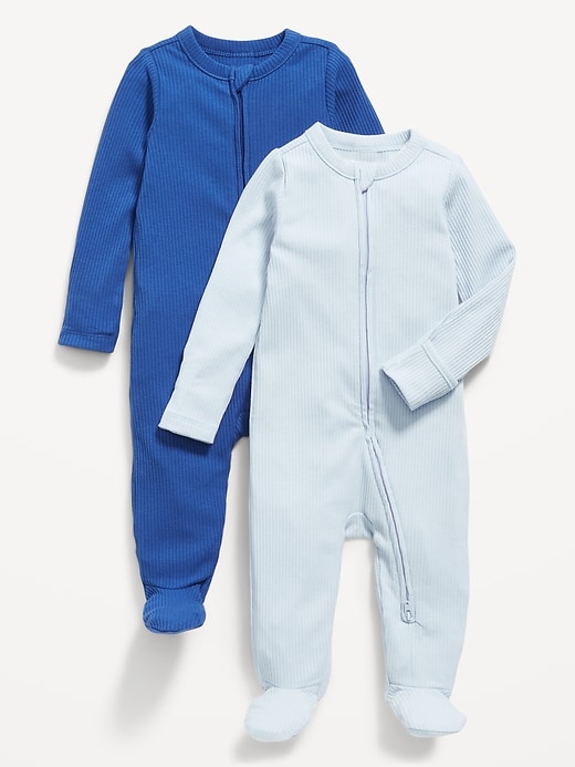 View large product image 1 of 3. Unisex 2-Way-Zip Sleep & Play Footed One-Piece 2-Pack for Baby