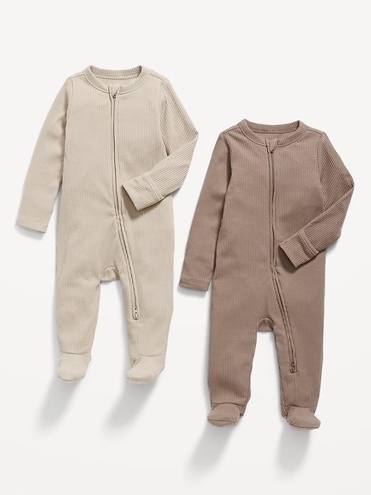 View large product image 2 of 2. Unisex 2-Way-Zip Sleep & Play Footed One-Piece 2-Pack for Baby