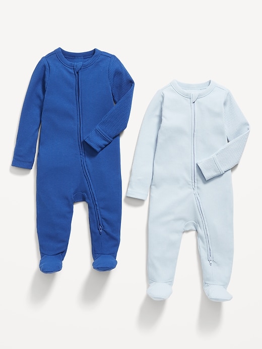 Image number 3 showing, Unisex 2-Way-Zip Sleep & Play Footed One-Piece 2-Pack for Baby