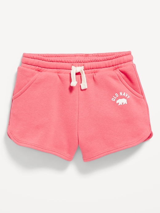 View large product image 1 of 1. Logo-Graphic Dolphin-Hem Fleece Shorts for Toddler Girls