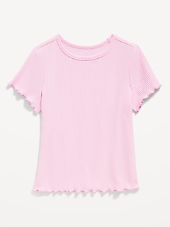 Short-Sleeve Lettuce-Edge T-Shirt for Toddler Girls