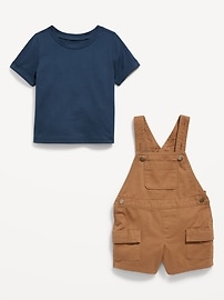 View large product image 3 of 4. Short-Sleeve T-Shirt and Twill Shortall Romper Set for Baby