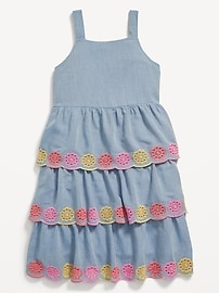View large product image 4 of 5. Sleeveless Tiered Eyelet Dress for Girls