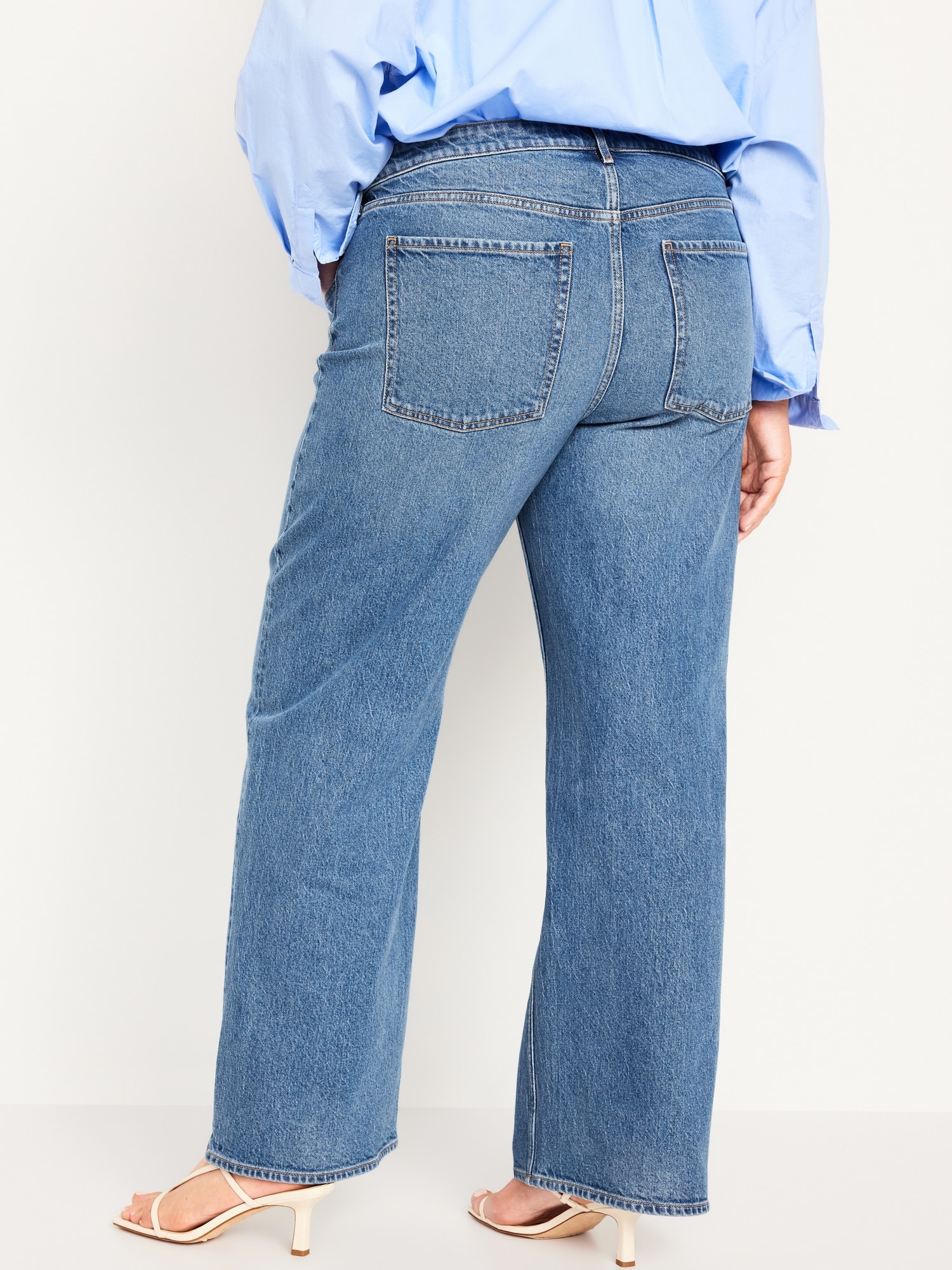 Mid-Rise Wide-Leg Jeans for Women