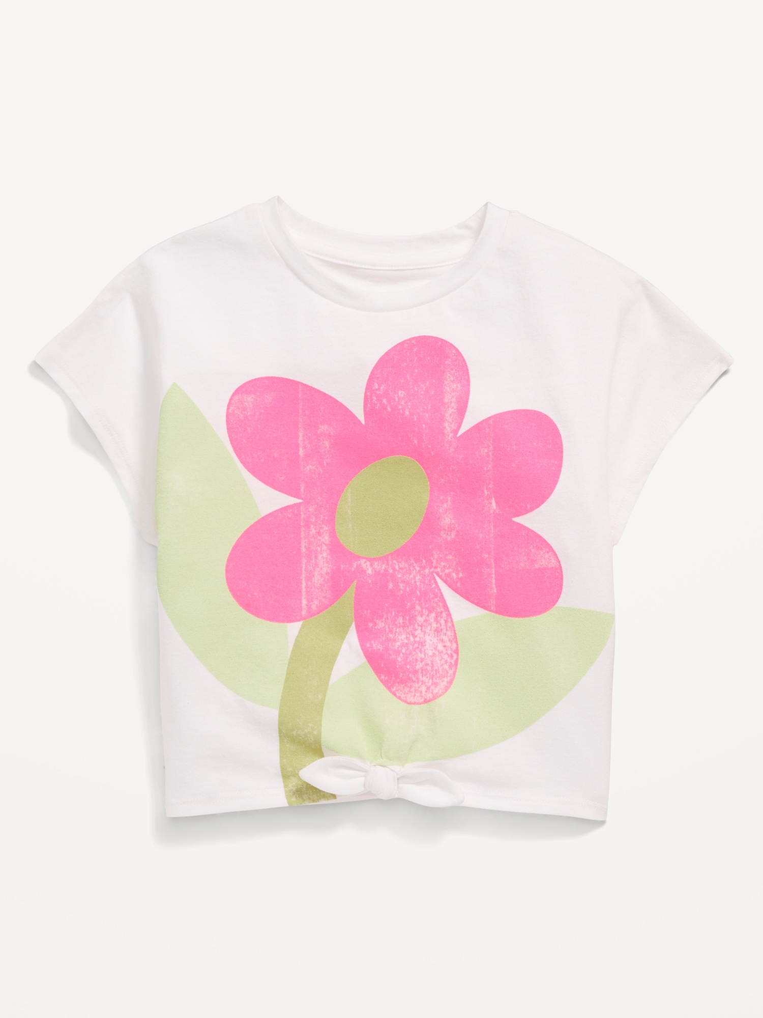 Printed Dolman-Sleeve Tie-Front T-Shirt for Toddler Girls