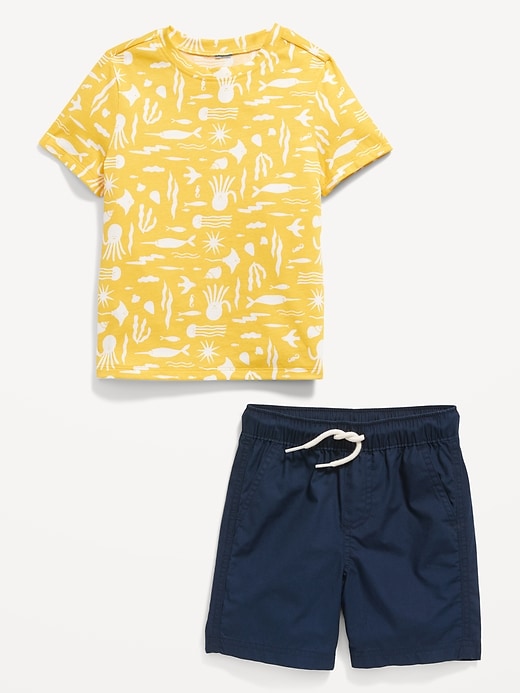 View large product image 2 of 2. Printed Crew-Neck T-Shirt and Shorts Set for Toddler Boys