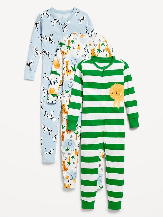 View large product image 1 of 2. Unisex Snug-Fit Printed Pajama One-Piece 3-Pack for Toddler & Baby