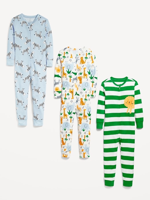 View large product image 2 of 2. Unisex Snug-Fit Printed Pajama One-Piece 3-Pack for Toddler & Baby