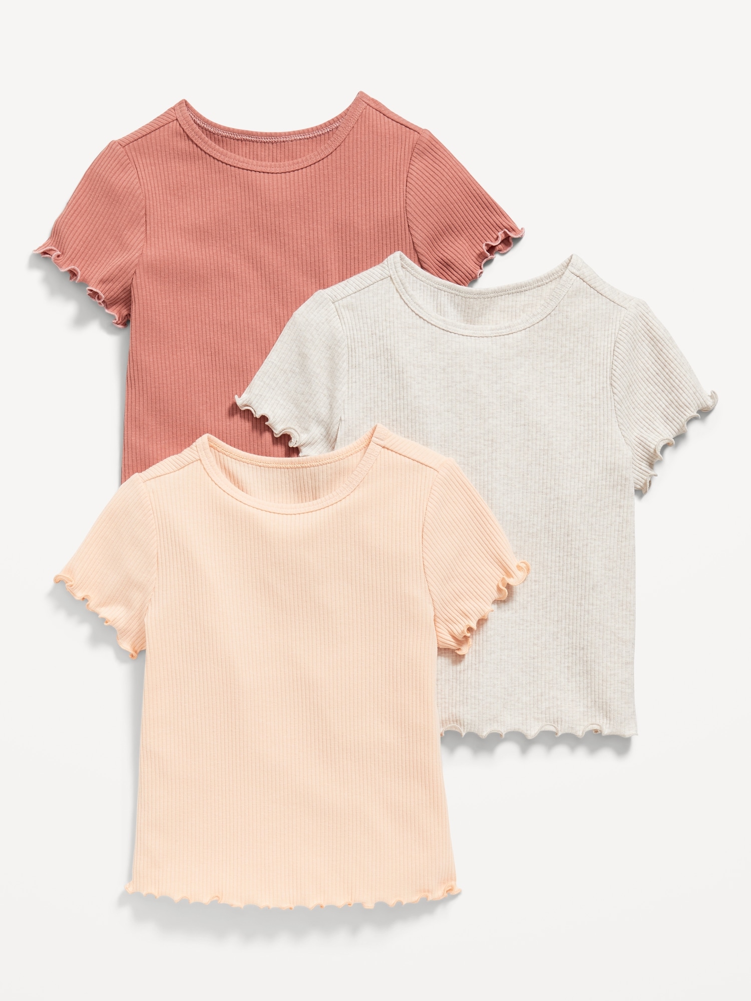 | Short-Sleeve T-Shirt Girls Old 3-Pack for Navy Lettuce-Edge Toddler