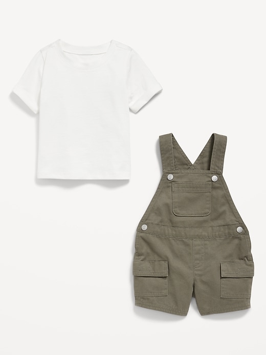 View large product image 2 of 2. Short-Sleeve T-Shirt and Twill Shortall Romper Set for Baby
