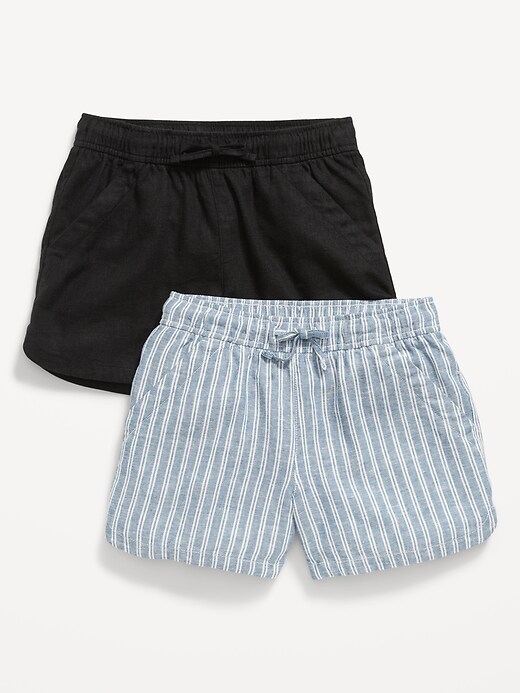 View large product image 1 of 1. Linen-Blend Drawstring Shorts 2-Pack for Girls