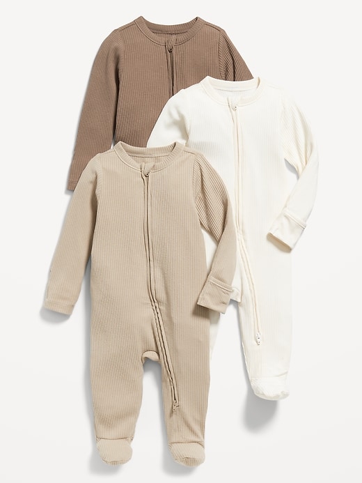 View large product image 1 of 3. Unisex 2-Way-Zip Sleep & Play Footed One-Piece 3-Pack for Baby
