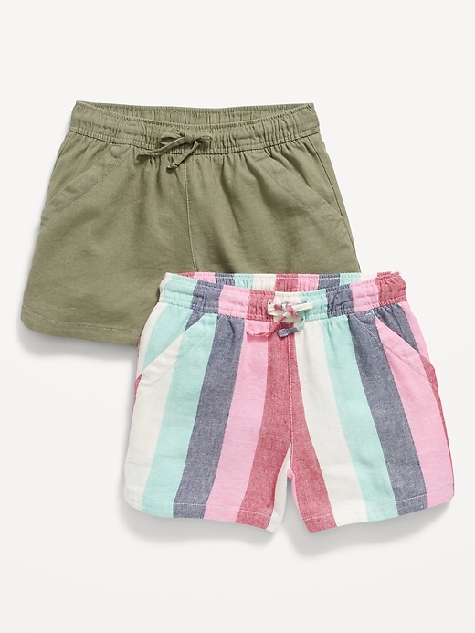 View large product image 1 of 2. Linen-Blend Drawstring Shorts 2-Pack for Girls