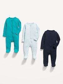 View large product image 3 of 3. 2-Way-Zip Sleep & Play Footed One-Piece 3-Pack for Baby