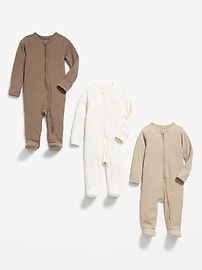 View large product image 3 of 3. Unisex 2-Way-Zip Sleep & Play Footed One-Piece 3-Pack for Baby