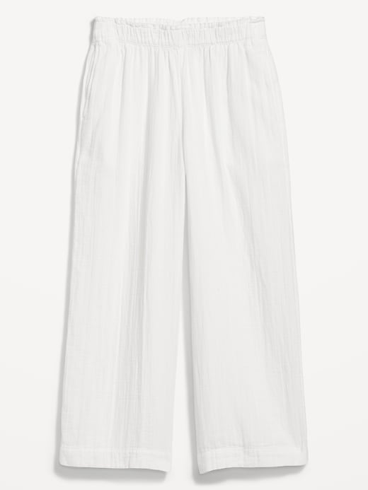 Image number 4 showing, High-Waisted Crinkle Gauze Pull-On Ankle Pants