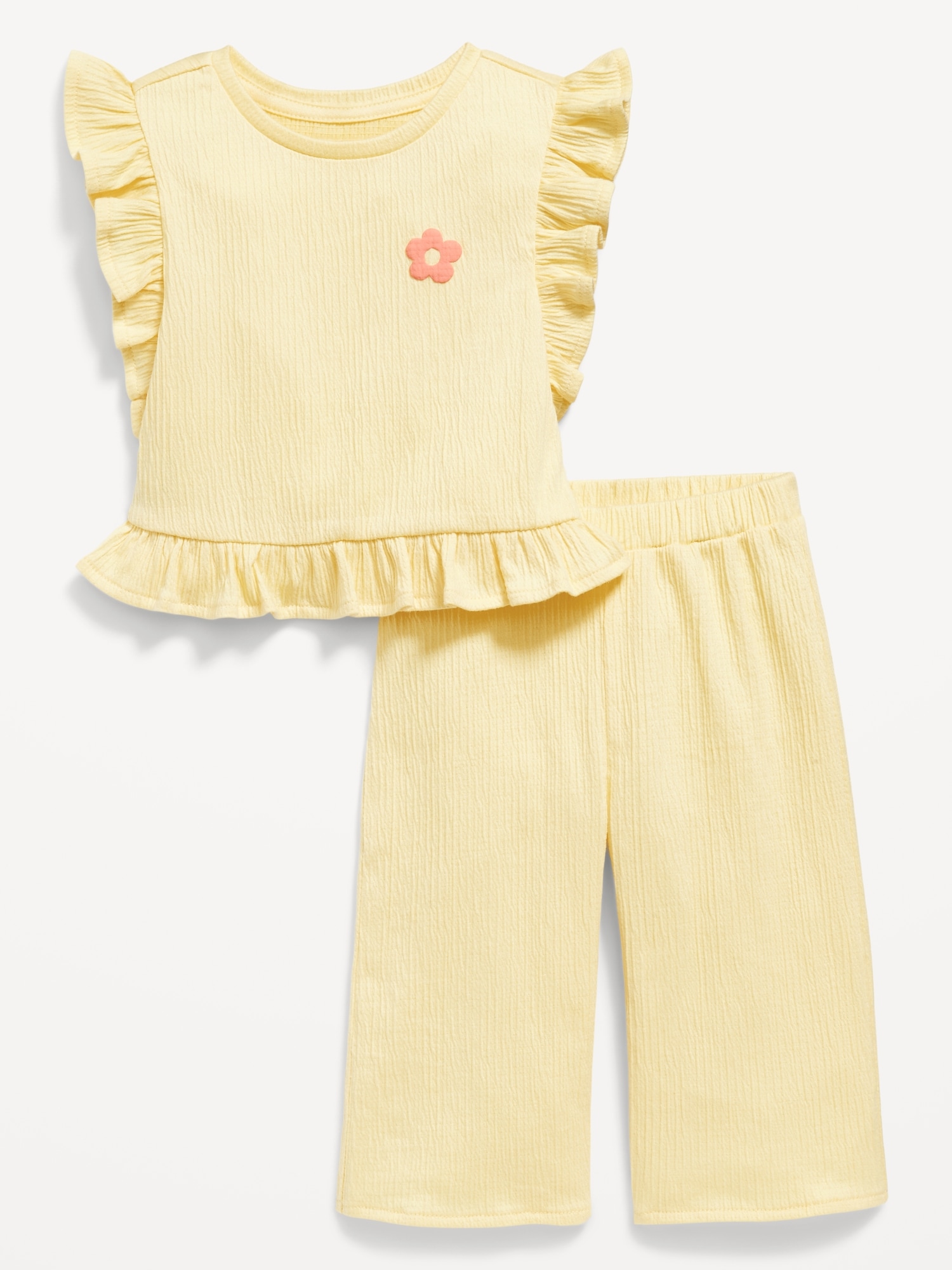 Short-Sleeve Ruffle-Trim Top and Wide-Leg Pants for Baby