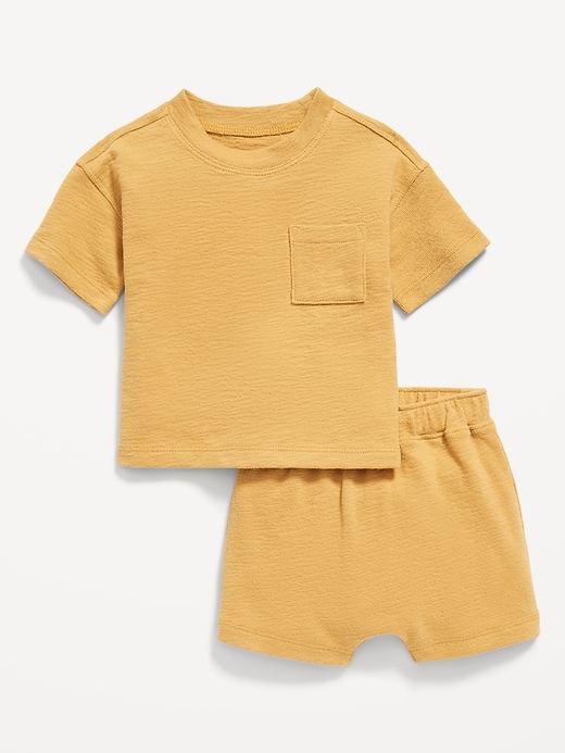 View large product image 1 of 2. Short-Sleeve Pocket T-Shirt and Shorts Set for Baby