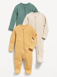 Image number 1 showing, Unisex 2-Way-Zip Sleep & Play Footed One-Piece 3-Pack for Baby