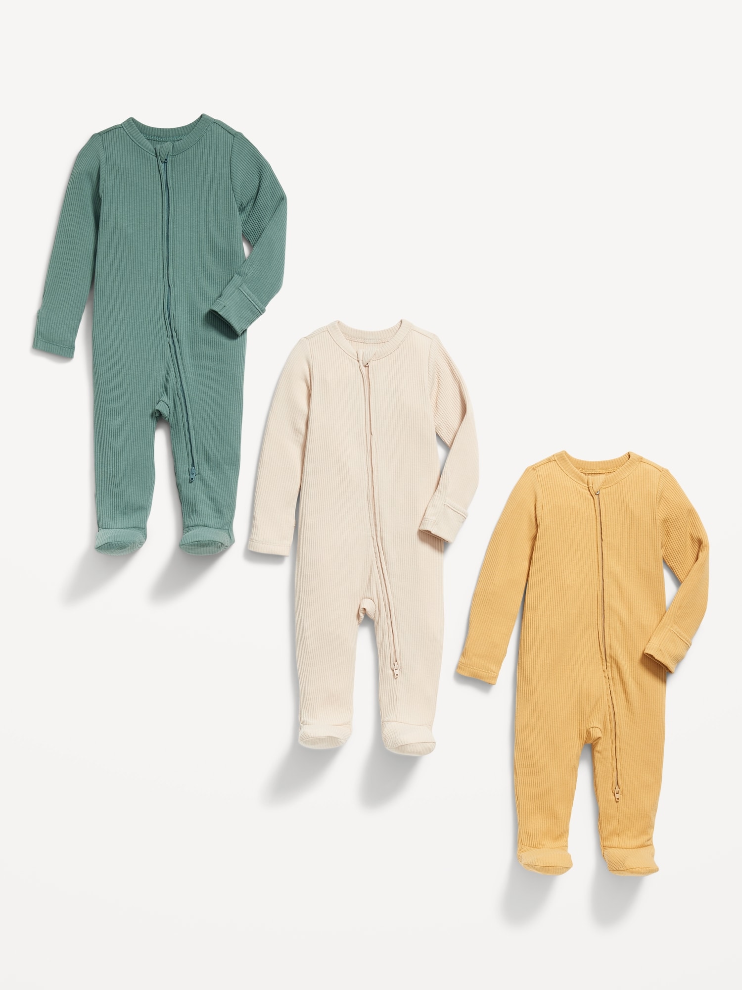 Unisex 2-Way-Zip Sleep & Play Footed One-Piece 3-Pack for Baby